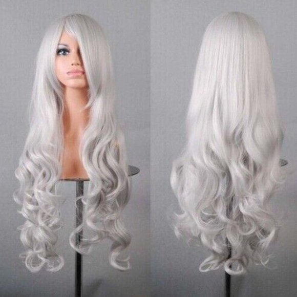 Lady Long Curly Wigs Fashion Cosplay Costume Hair Anime - Picture 12 of 13